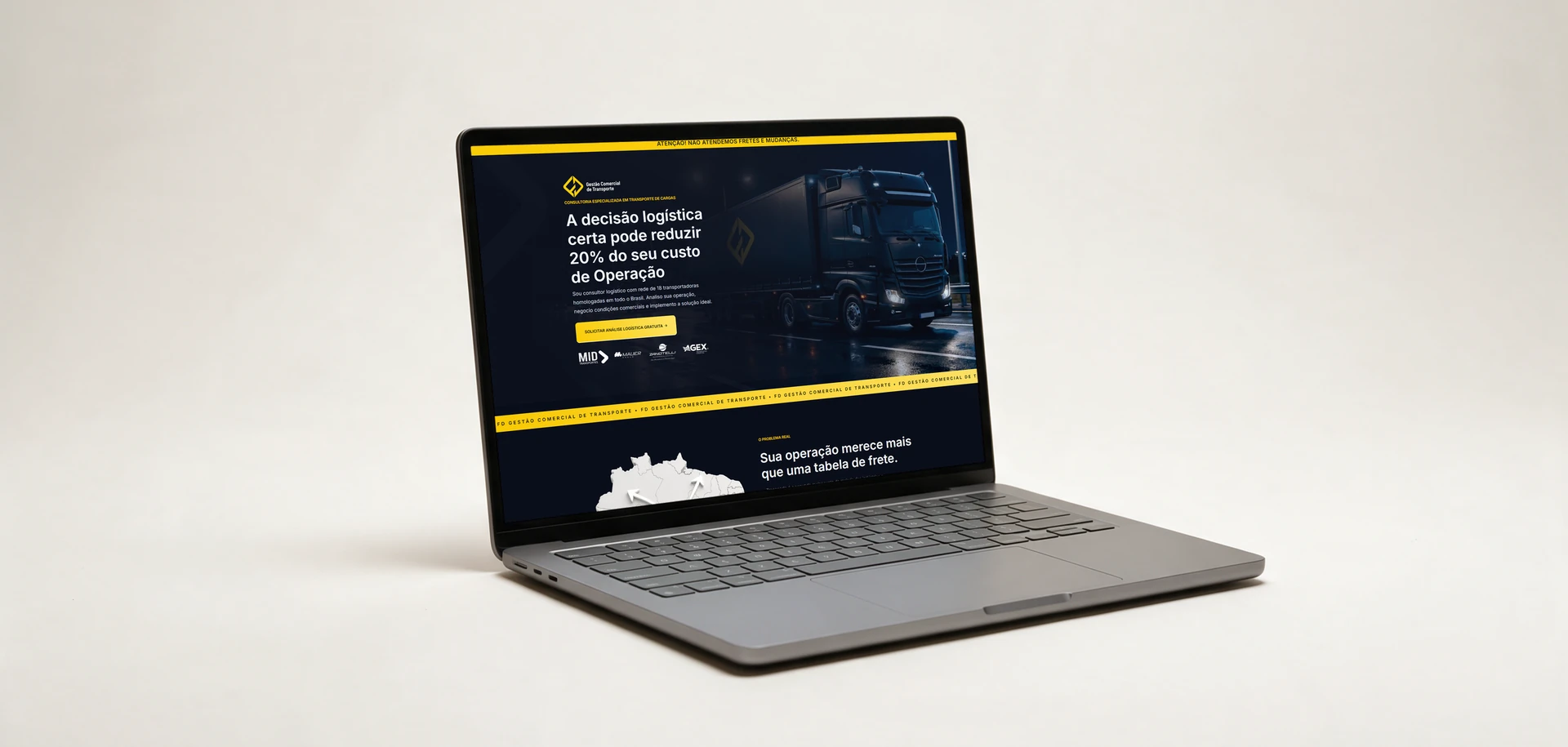 Site FD Gestão Comercial aberto em um notebook