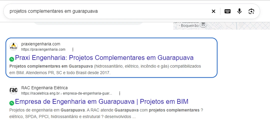 Praxi Engenharia entre os primeiros resultados para "projetos complementares em Guarapuava".