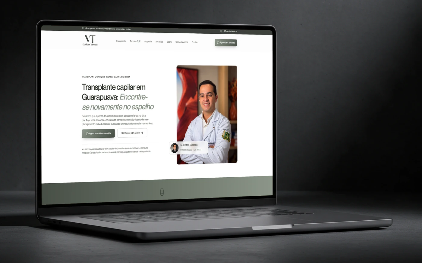 Site Dr. Victor Taborda em um notebook