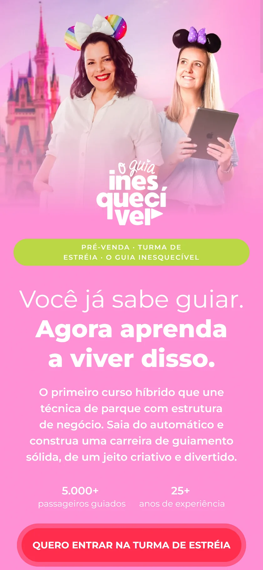 Página do curso O Guia Inesquecível aberta no celular